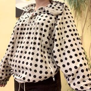Black and white polka dot windbreaker